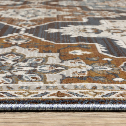 Ellington Blue Rust Traditional Oriental Indoor Rug