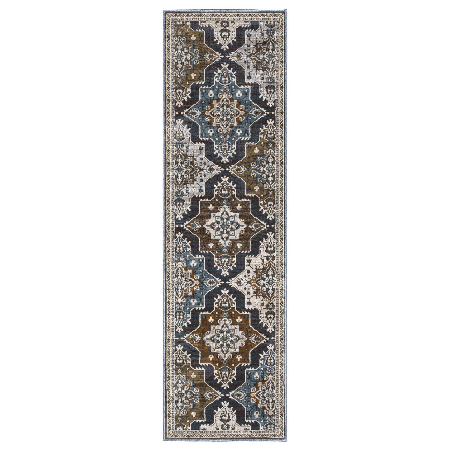 Ellington Blue Rust Traditional Oriental Indoor Rug