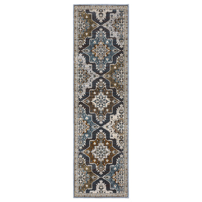 Ellington Blue Rust Traditional Oriental Indoor Rug