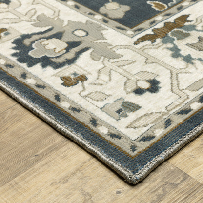 Ellington Blue Beige Traditional Oriental Indoor Rug