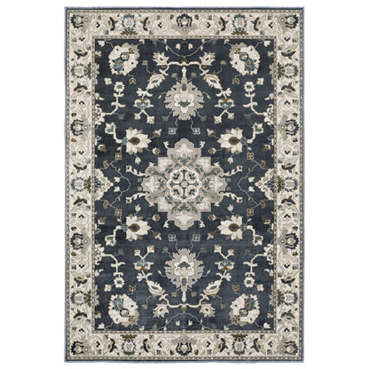 Ellington Blue Beige Traditional Oriental Indoor Rug