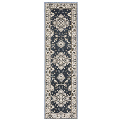 Ellington Blue Beige Traditional Oriental Indoor Rug