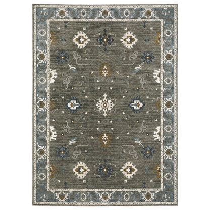 Ellington Grey Blue Traditional Oriental Indoor Rug