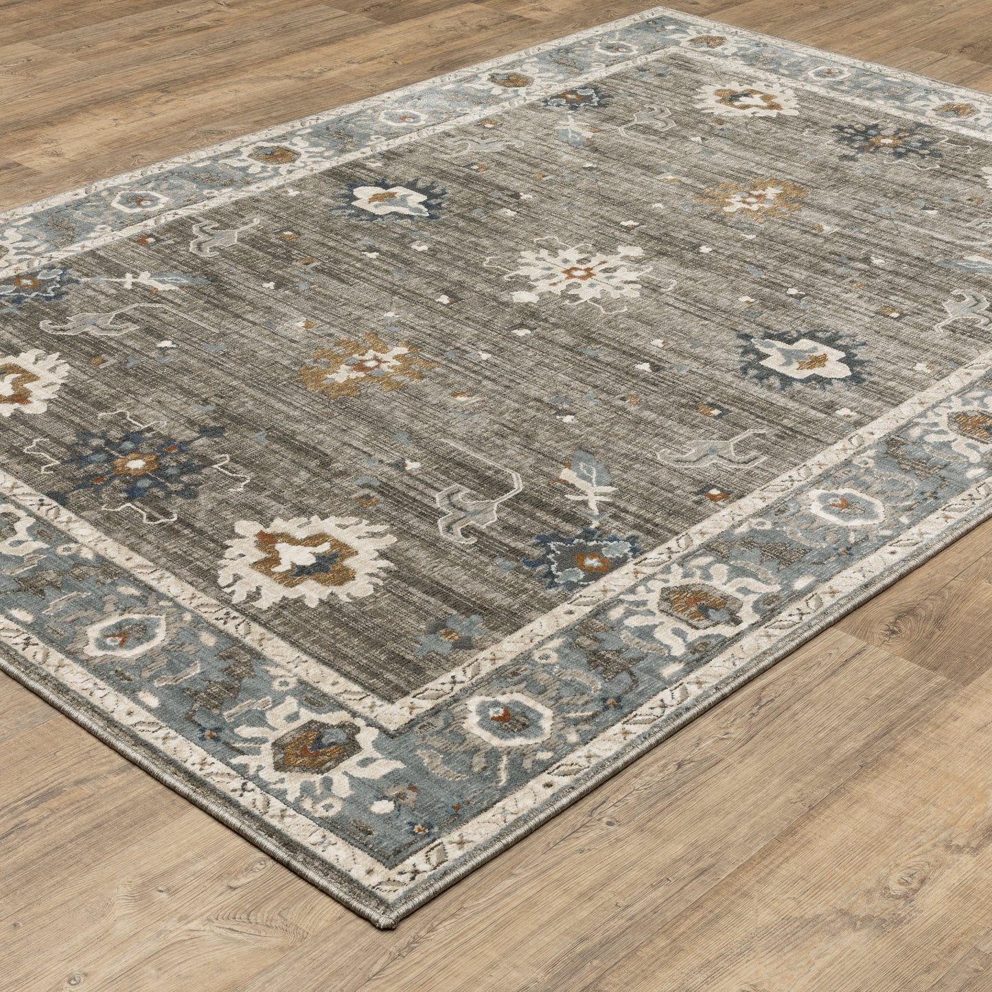 Ellington Grey Blue Traditional Oriental Indoor Rug