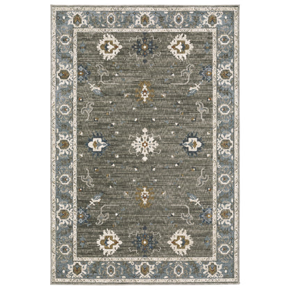 Ellington Grey Blue Traditional Oriental Indoor Rug