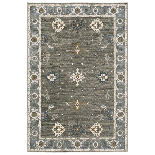 Ellington Grey Blue Traditional Oriental Indoor Rug