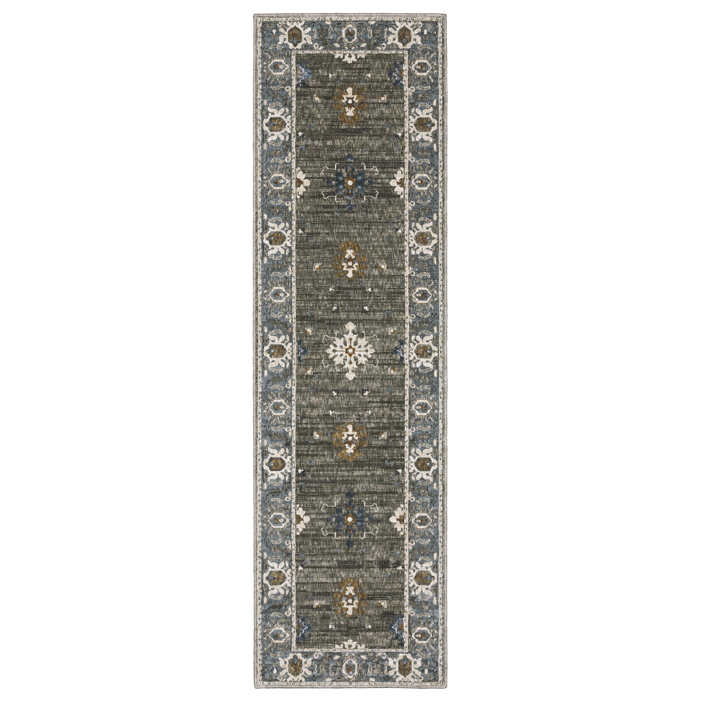 Ellington Grey Blue Traditional Oriental Indoor Rug