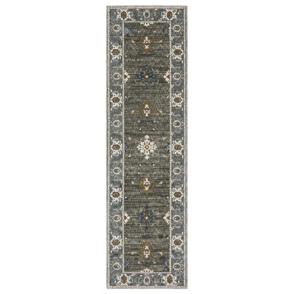 Ellington Grey Blue Traditional Oriental Indoor Rug