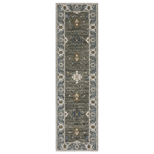 Ellington Grey Blue Traditional Oriental Indoor Rug