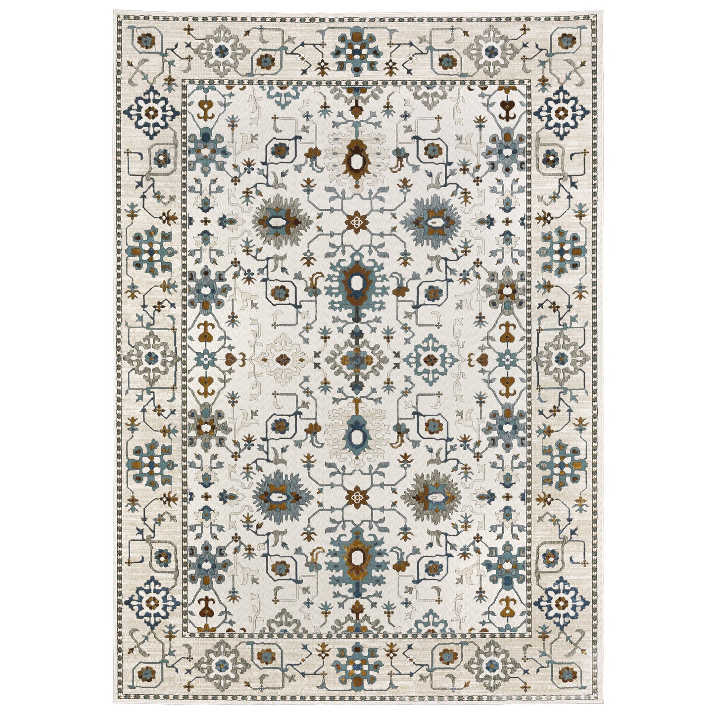 Ellington Ivory Blue Traditional Oriental Indoor Rug