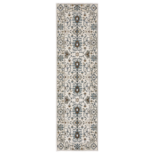 Ellington Ivory Blue Traditional Oriental Indoor Rug