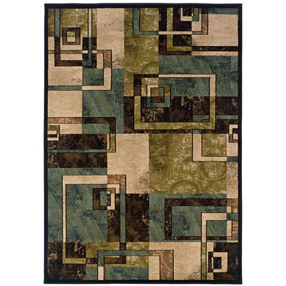 Emerson Beige Blue Modern & Contemporary Geometric Indoor Rug