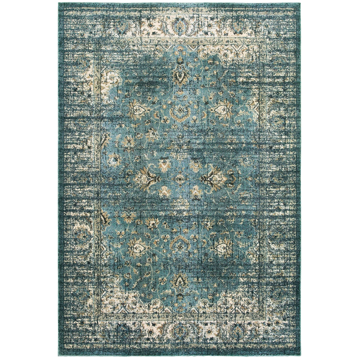 Empire Blue Ivory Traditional Oriental Indoor Rug