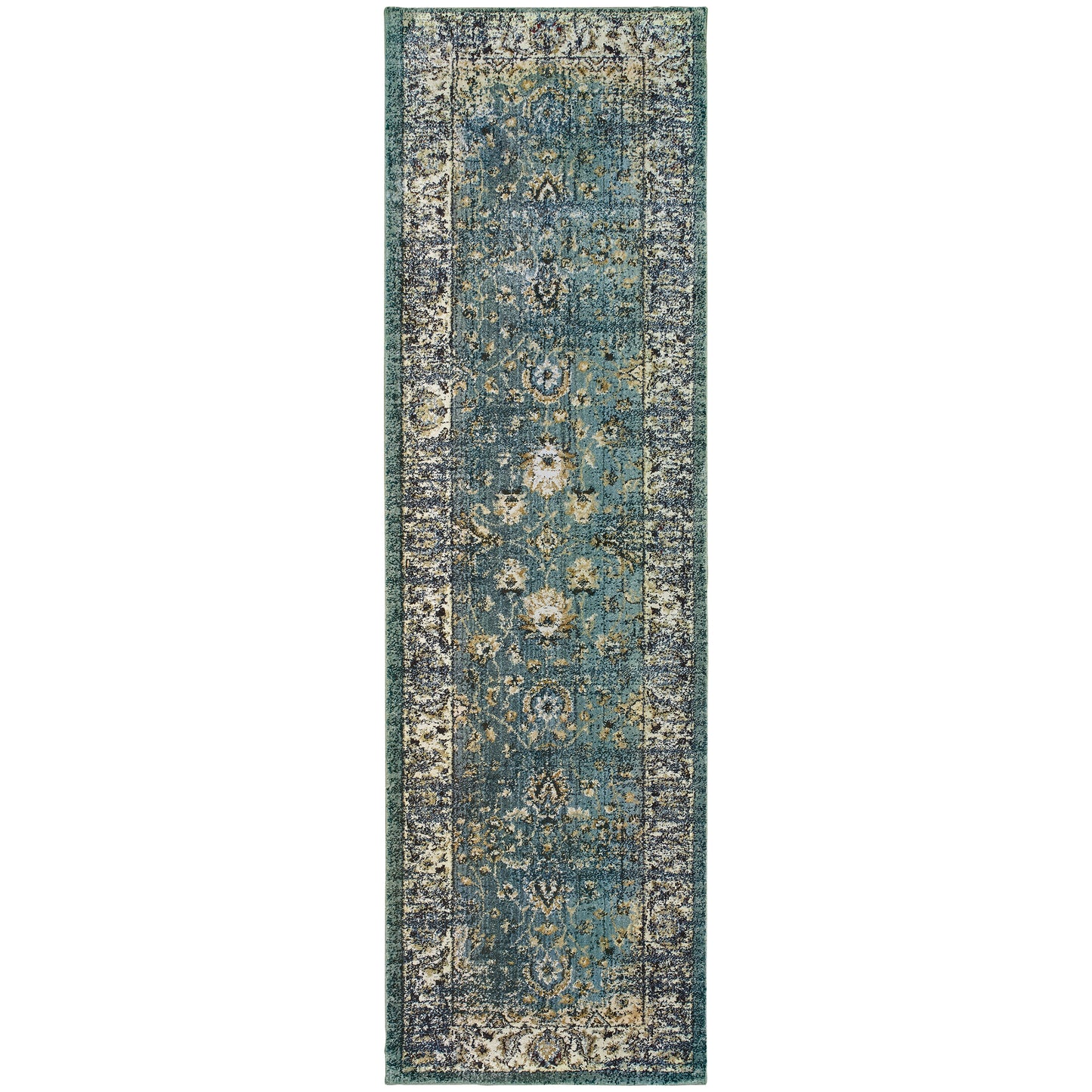 Empire Blue Ivory Traditional Oriental Indoor Rug