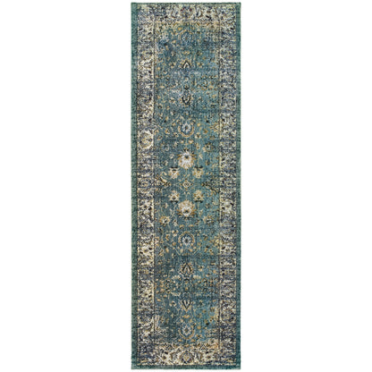 Empire Blue Ivory Traditional Oriental Indoor Rug