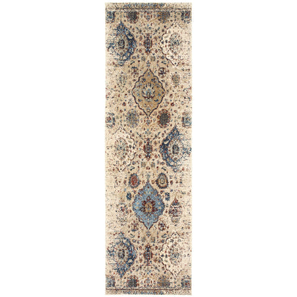 Empire Ivory Blue Traditional Oriental Indoor Rug