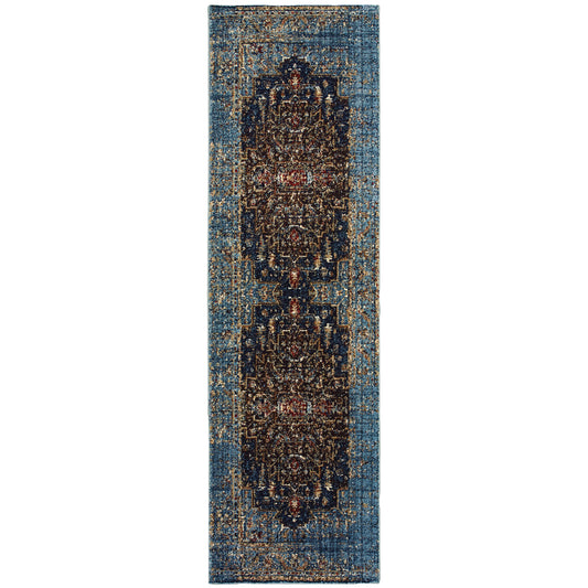 Empire Blue Navy Traditional Oriental Indoor Rug