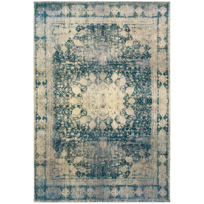 Empire Ivory Blue Traditional Oriental Indoor Rug