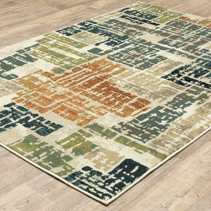 Evandale Orange Grey Modern & Contemporary Abstract Indoor Rug