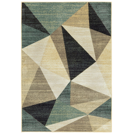 Evandale Grey Blue Modern & Contemporary Geometric Indoor Rug