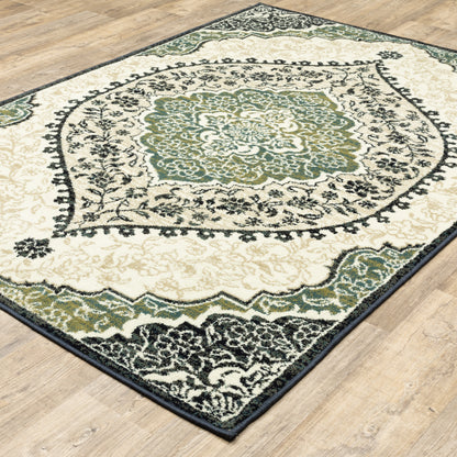 Evandale Ivory Navy Bohemian Oriental Indoor Rug