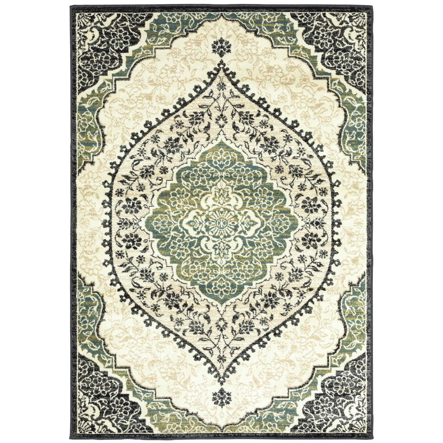 Evandale Ivory Navy Bohemian Oriental Indoor Rug