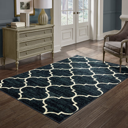 Evandale Navy Ivory Casual Geometric Indoor Rug