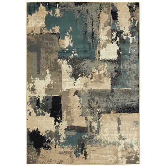 Evandale Beige Blue Modern & Contemporary Abstract Indoor Rug