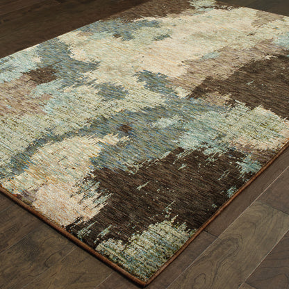 Evolution Blue Brown Modern & Contemporary Abstract Indoor Rug