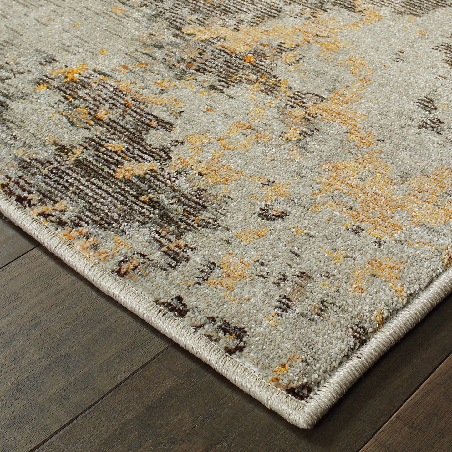 Evolution Grey Gold Modern & Contemporary Abstract Indoor Rug