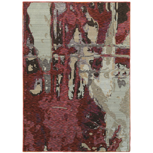 Evolution Red Beige Modern & Contemporary Abstract Indoor Rug