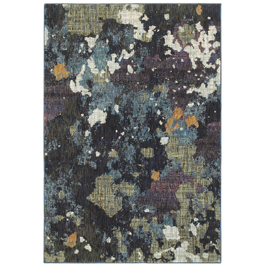 Evolution Navy Green Modern & Contemporary Abstract Indoor Rug