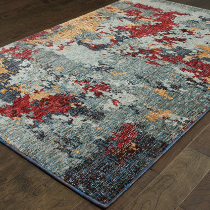 Evolution Blue Red Modern & Contemporary Abstract Indoor Rug