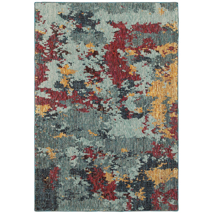 Evolution Blue Red Modern & Contemporary Abstract Indoor Rug