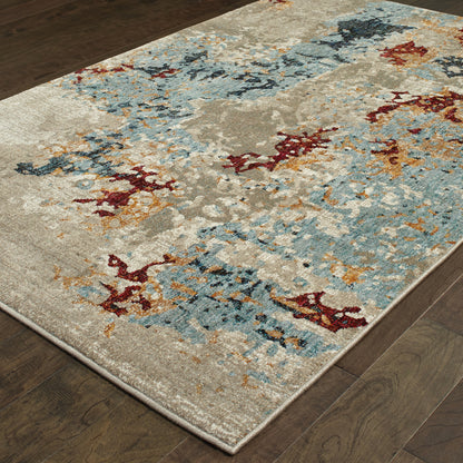 Evolution Beige Blue Modern & Contemporary Abstract Indoor Rug