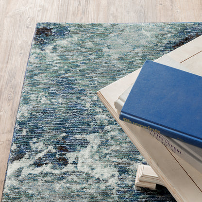 Evolution Blue Ivory Industrial Abstract Indoor Rug