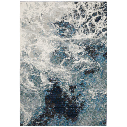 Evolution Blue Ivory Industrial Abstract Indoor Rug