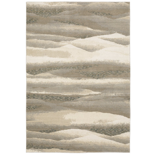 Evolution Beige Ivory Industrial Abstract Indoor Rug