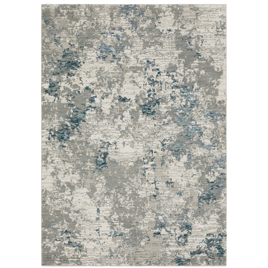 Evolution Grey Blue Industrial Abstract Indoor Rug