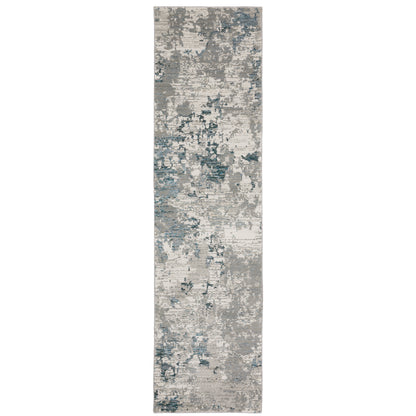 Evolution Grey Blue Industrial Abstract Indoor Rug