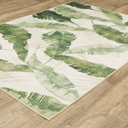 Fiji Beige Green Tropical Floral Indoor/Outdoor Rug