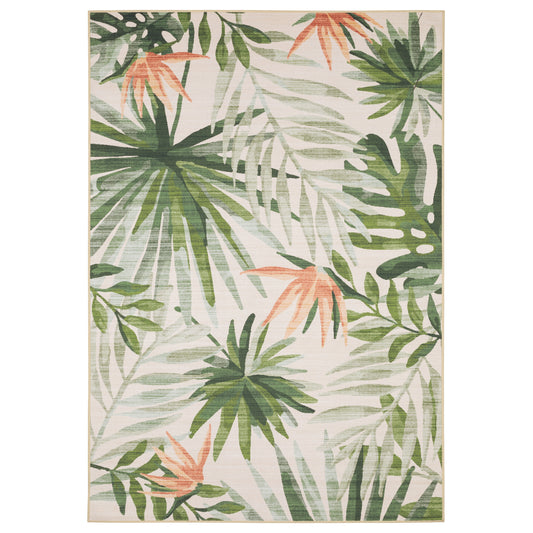 Fiji Beige Green Tropical Floral Indoor/Outdoor Rug