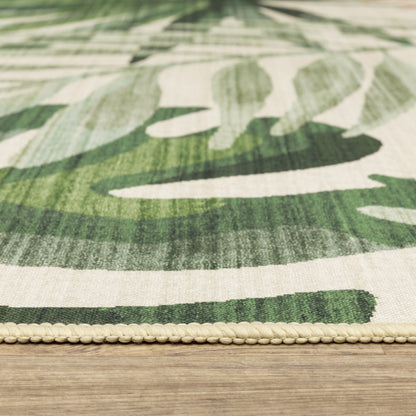 Fiji Beige Green Tropical Floral Indoor/Outdoor Rug