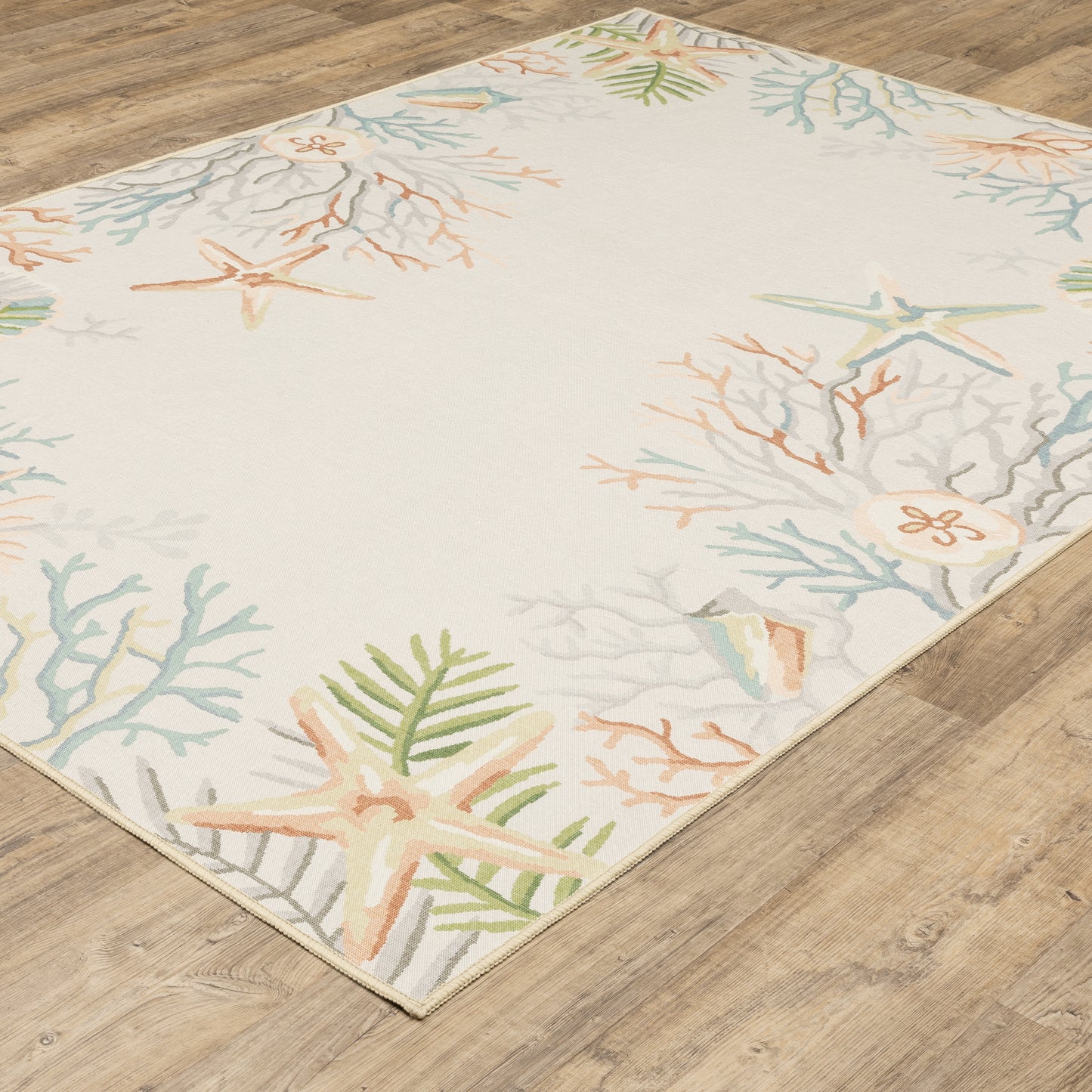 Fiji Beige Multi Nautical & Coastal Border Indoor/Outdoor Rug