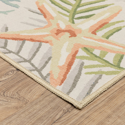 Fiji Beige Multi Nautical & Coastal Border Indoor/Outdoor Rug