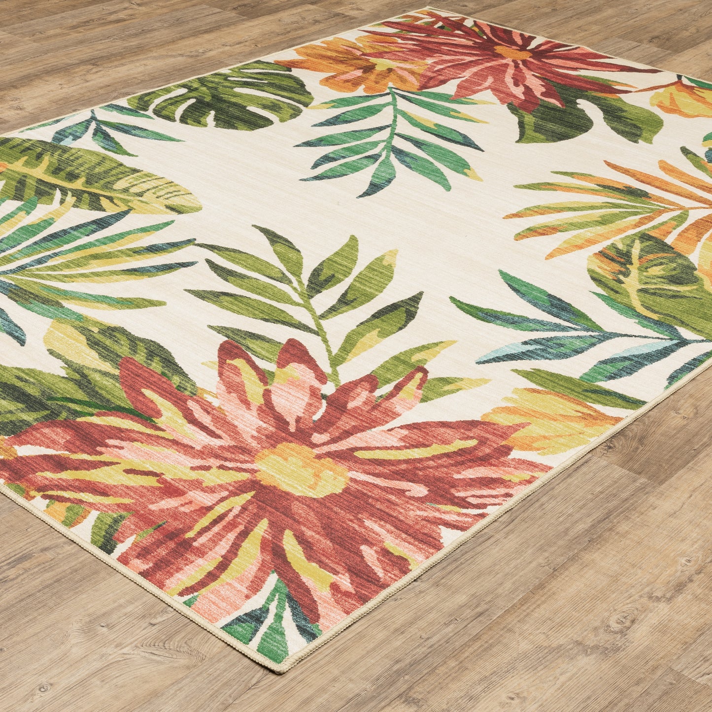 Fiji Beige Multi Tropical Floral Indoor/Outdoor Rug