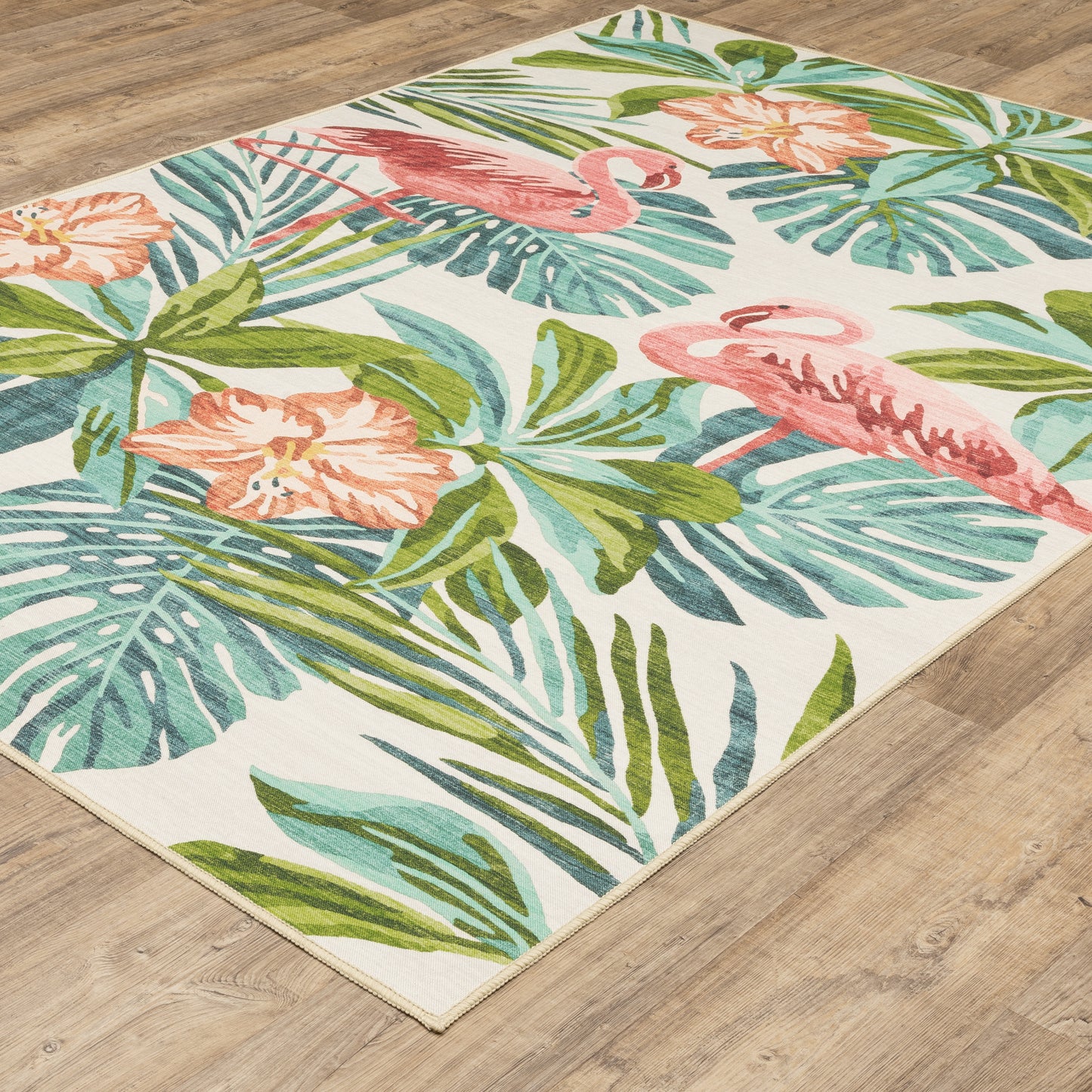 Fiji Pink Blue Tropical Floral Indoor/Outdoor Rug