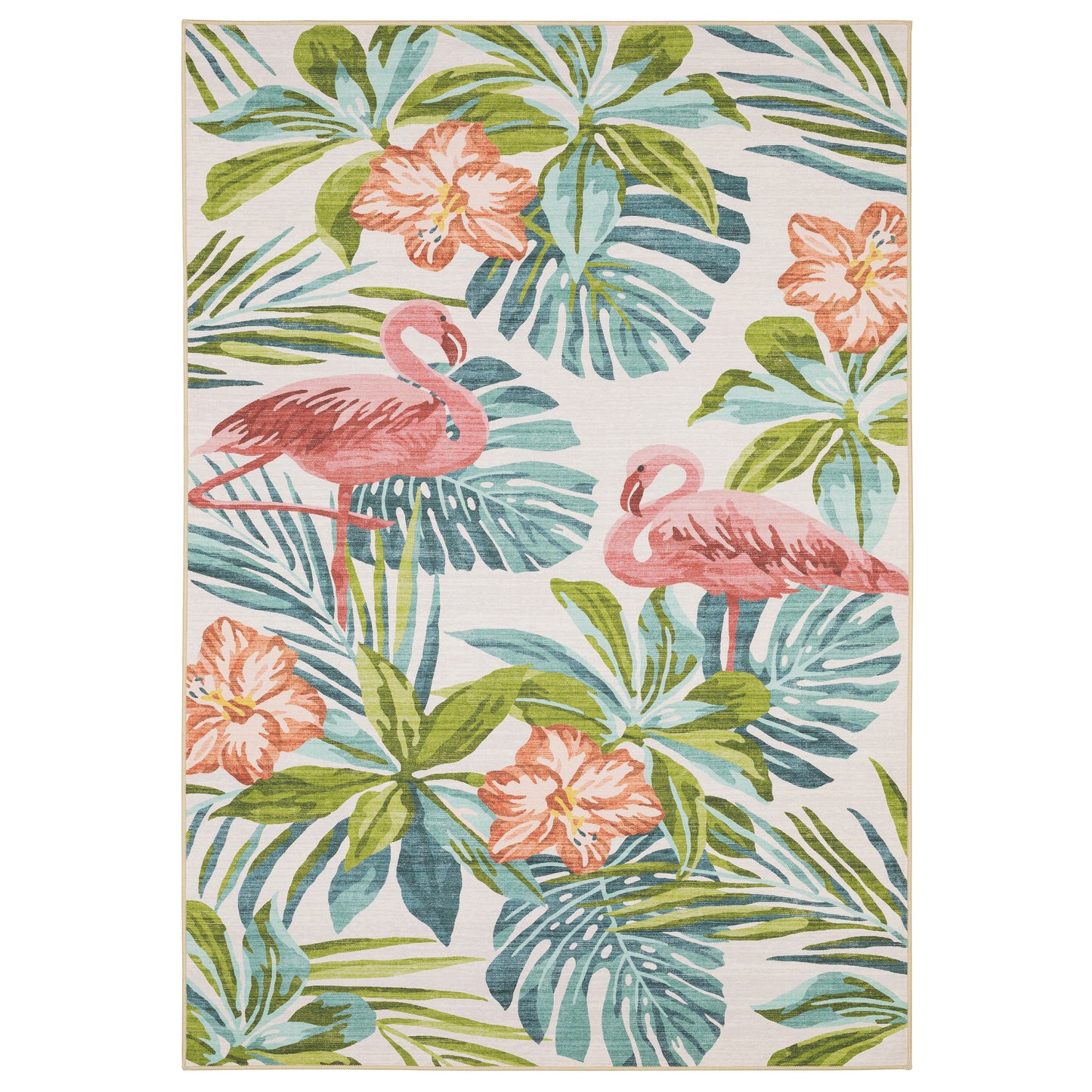 Fiji Pink Blue Tropical Floral Indoor/Outdoor Rug