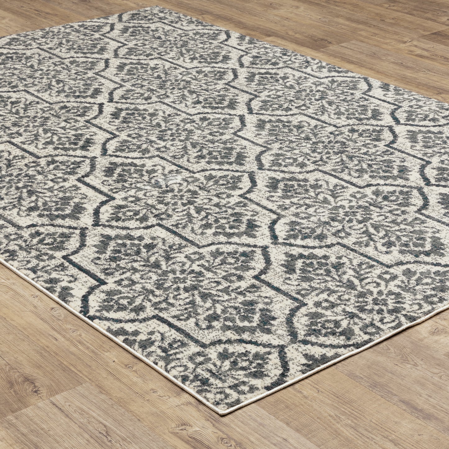 Fiona Ivory Blue Bohemian Floral Indoor Rug