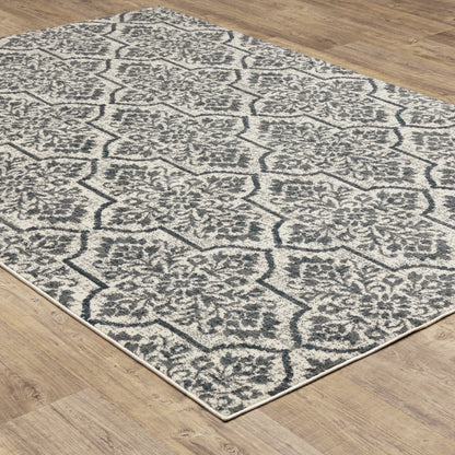 Fiona Ivory Blue Bohemian Floral Indoor Rug